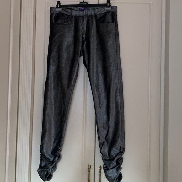SHARON WAUCHOB SILVER METALIC SHINY PANTS SIZE 44. - Picture 1 of 16